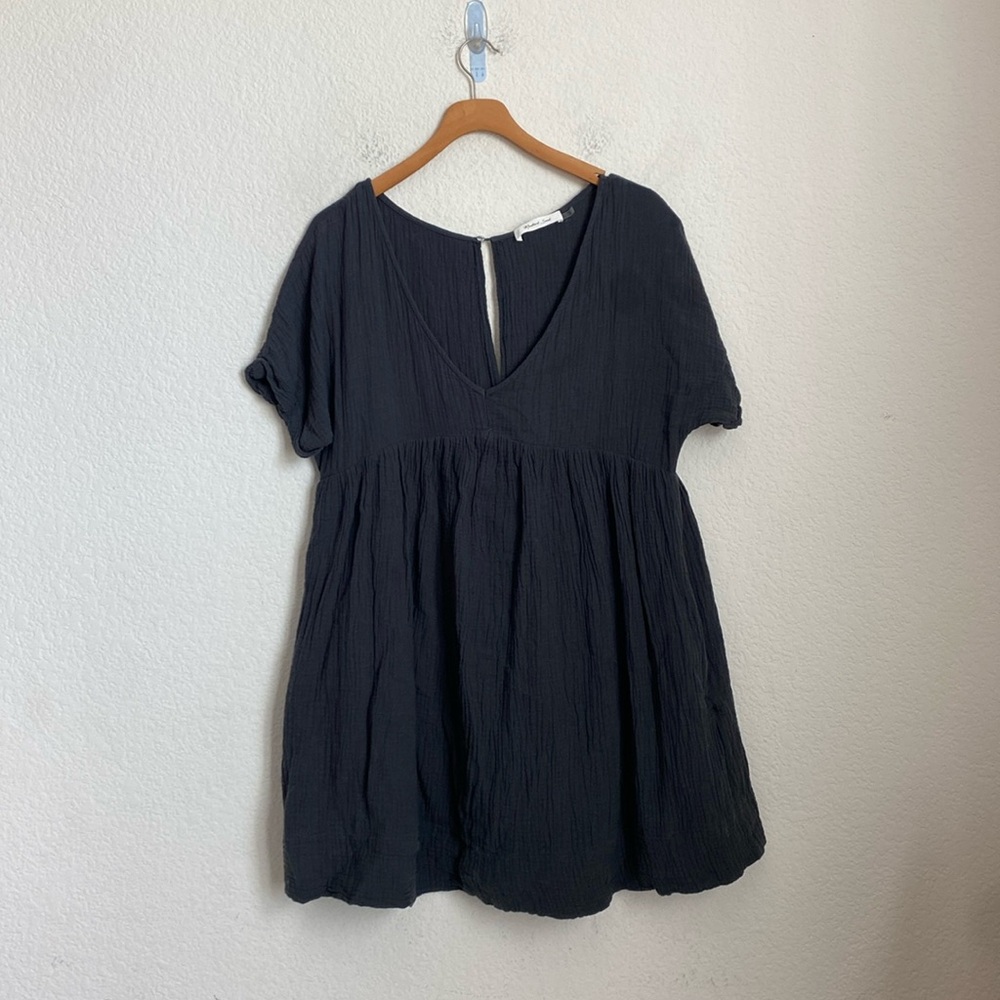 Mustard Seed Black Cotton Summer Mini Dress Size L
